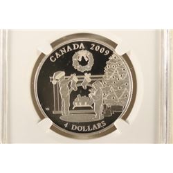 2009 CANADA SILVER $4 HANGING THE STOCKINGS NGC