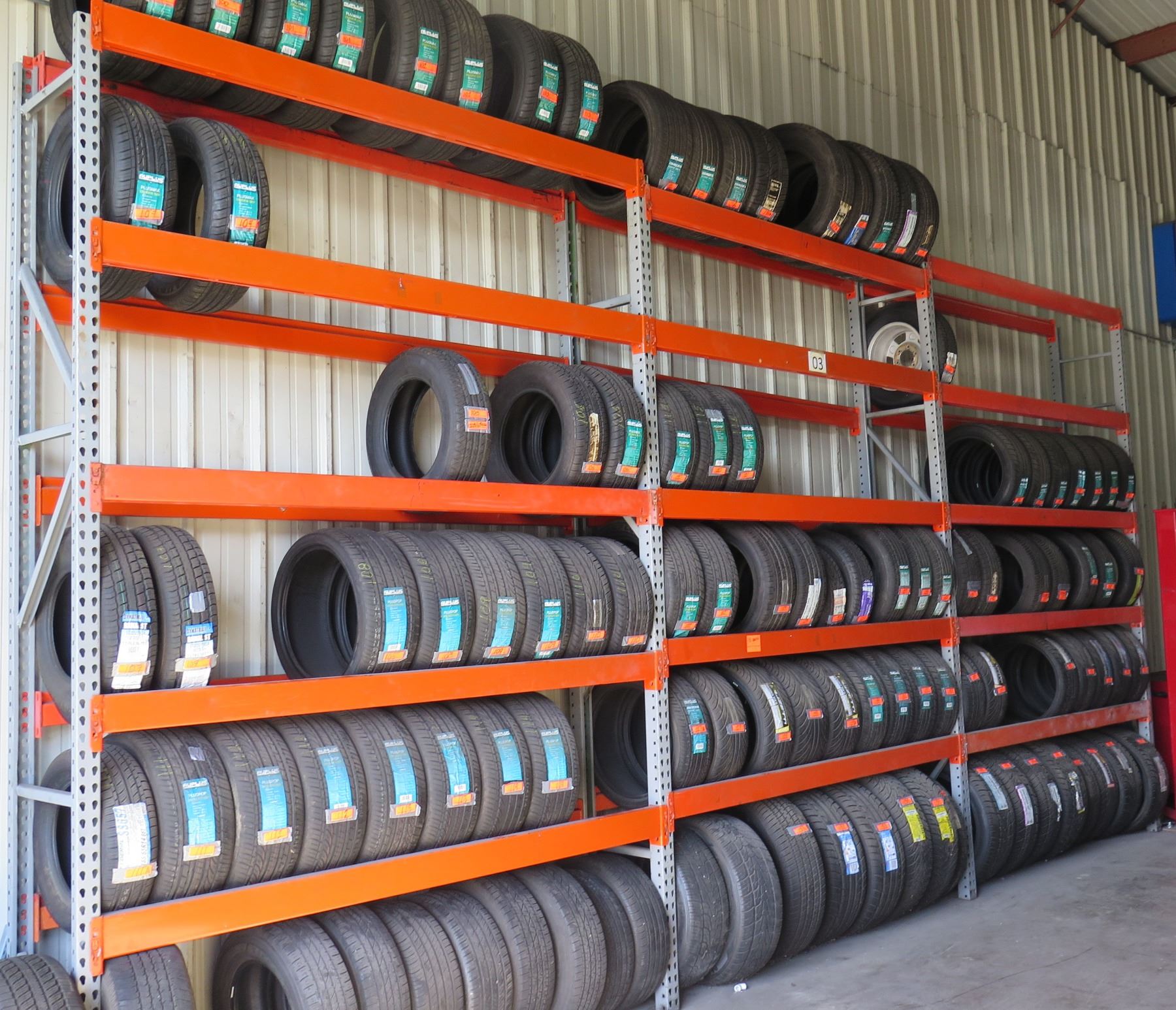 Qty 4 Orange Adjustable Warehouse Pallet / Tire Racks (available for ...