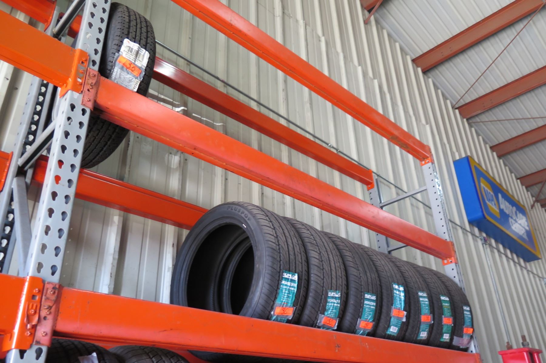 Qty 4 Orange Adjustable Warehouse Pallet / Tire Racks (available for ...