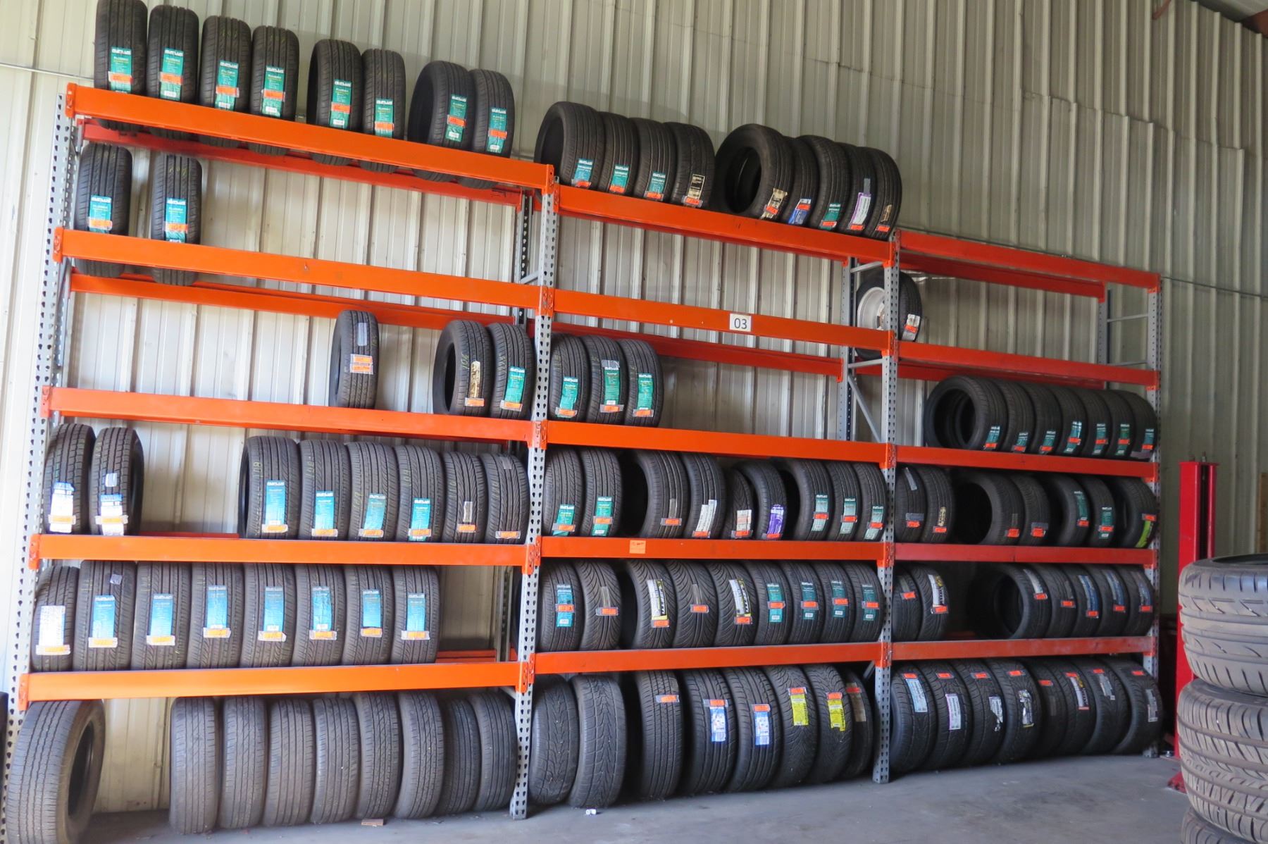 Used Tyre Racking Qty 4 Orange Adjustable Warehouse Pallet / Tire Racks (available for ...