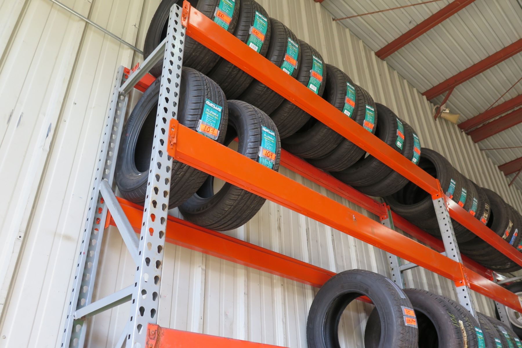 Qty 4 Orange Adjustable Warehouse Pallet / Tire Racks (available for ...