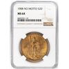 Image 1 : 1908 No Motto $20 St. Gaudens Double Eagle Gold Coin NGC MS64