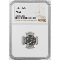 1957 Proof Roosevelt Dime Coin NGC PF69