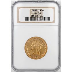 1854 $10 Liberty Head Half Eagle Gold Coin NGC AU55
