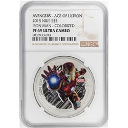 2015 Niue $2 Proof Avengers Age of Ultron Iron Man Silver Coin NGC PF69 Ultra Cameo