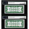 Image 2 : (2) Consecutive 1928B $1 Silver Certificate Notes Fr.1602 PMG Choice Uncirculated 64EPQ