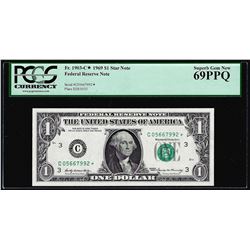 1969 $1 Federal Reserve STAR Note Fr.1900-C* PCGS Superb Gem New 69PPQ
