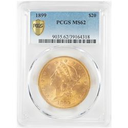 1899 $20 Liberty Head Double Eagle Gold Coin PCGS MS62
