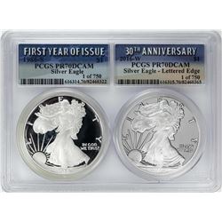 1986-S & 2016-W $1 Proof American Silver Eagle Coin Set PCGS PR70DCAM