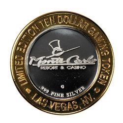 .999 Silver Monte Carlo Resort & Casino Las Vegas, NV $10 Limited Edition Gaming Token