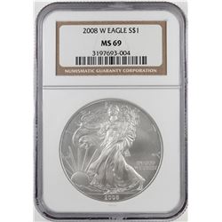 2008-W $1 American Silver Eagle Coin NGC MS70