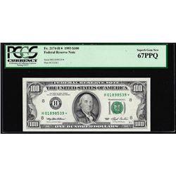 1993 $100 Federal Reserve STAR Note St. Louis Fr.2174-H* PMG Superb Gem Unc 67EPQ