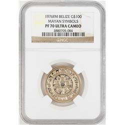 1976FM $100 Belize Mayan Symbols Proof Gold Coin NGC PF70 Ultra Cameo