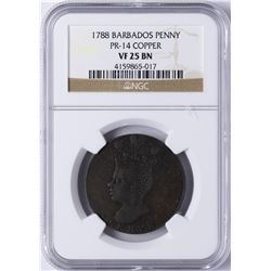 1788 Barbados Copper Penny NGC VF 25 BN