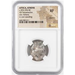 393-294 BC Attica Athens AR Tetradrachm Athena Owl Coin NGC XF