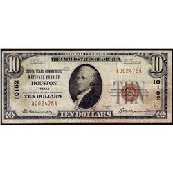 1929 $10 National Bank Houston, TX CH# 10152 National Currency Note