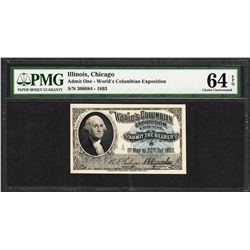 1893 World's Columbian Exposition Ticket Washington PMG Choice Uncirculated 64EPQ