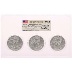 2017-W Burnished Silver Eagle Location Set PCGS SP70 First Strike Edmund Moy Signature