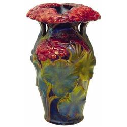 Vase with geranium décor, Zsolnay, end 