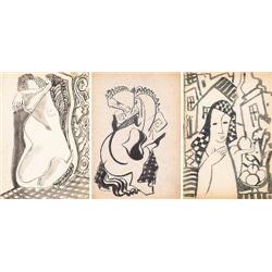 Béla Kádár (1877-1956) - Horses, nude, 