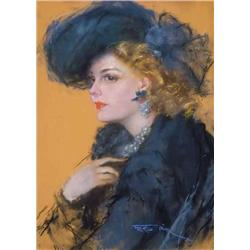 Pál Fried (1893-1955) - Woman in hat wi