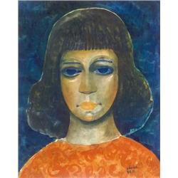 Béla Kádár (1877-1956) - Lady in red bl