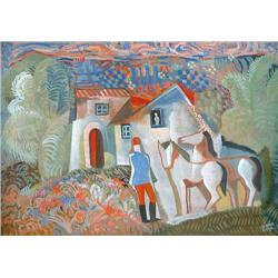 Béla Kádár (1877-1956) - Hussar with hi