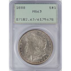 1888 $1 Morgan Silver Dollar Coin PCGS MS63 Old Green Rattler