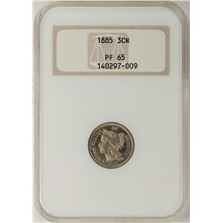 1885 Proof Three Cent Nickel Coin NGC PR65