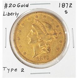 1872-S Type 2 $20 Liberty Head Double Eagle Gold Coin