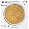 Image 1 : 1872-S Type 2 $20 Liberty Head Double Eagle Gold Coin