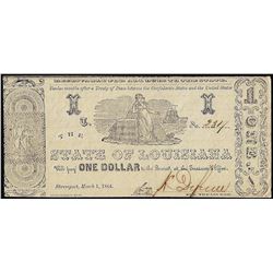 1864 $1 State of Louisiana Obsolete Note