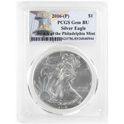 2016-P $1 American Silver Eagle Coin PCGS Gem BU Struck at the Philadelphia Mint