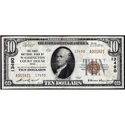 1929 $10 First NB of Washington Court House, Ohio CH# 13490 National Currency Note