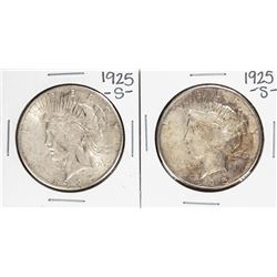 Lot of (2) 1925-S $1 Peace Silver Dollar Coins