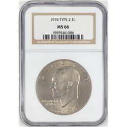 1976 Type 2 Eisenhower Dollar Coin NGC MS66