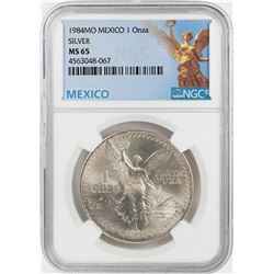 1984Mo Mexico 1 Onza Libertad Silver Coin NGC MS65