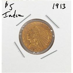 1913 $5 Indian Head Half Eagle Gold Coin