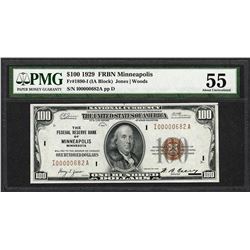 1929 $100 Federal Reserve Bank Note Minneapolis Fr.1890-I PMG About Uncirculated 55