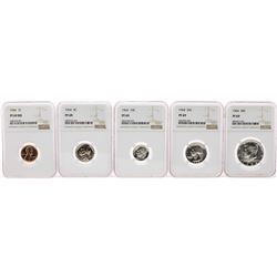 1964 (5) Coin Proof Set Graded NGC PF69
