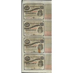 Uncut Sheet of (4) State of Louisiana Baby Bond Obsolete Notes