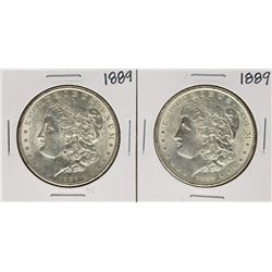 Lot of (2) 1889 $1 Morgan Silver Dollar Coins