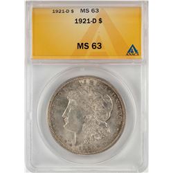 1921-D $1 Morgan Silver Dollar Coin ANACS MS63