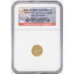 2008 $5 Australia Dolphin Proof 1/25 oz Gold Coin NGC PF70 Ultra Cameo