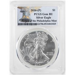 2016-P $1 American Silver Eagle Coin PCGS Gem BU Struck at the Philadelphia Mint