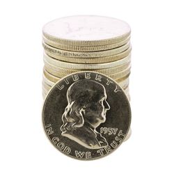 Roll of (20) Brilliant Uncirculated 1957 Franklin Half Dollar Coins