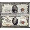 Image 1 : Lot of 1929 $5/$10 National Bank at Pittsburgh, PA CH# 252 National Currency Notes