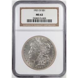 1921-D $1 Morgan Silver Dollar Coin NGC MS62