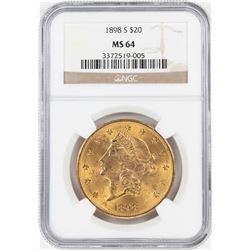 1898-S $20 Liberty Head Double Eagle Gold Coin NGC MS64