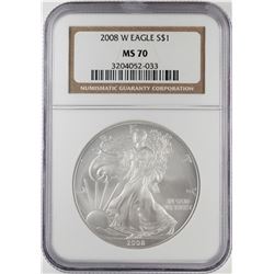2008-W $1 American Silver Eagle Coin NGC MS70